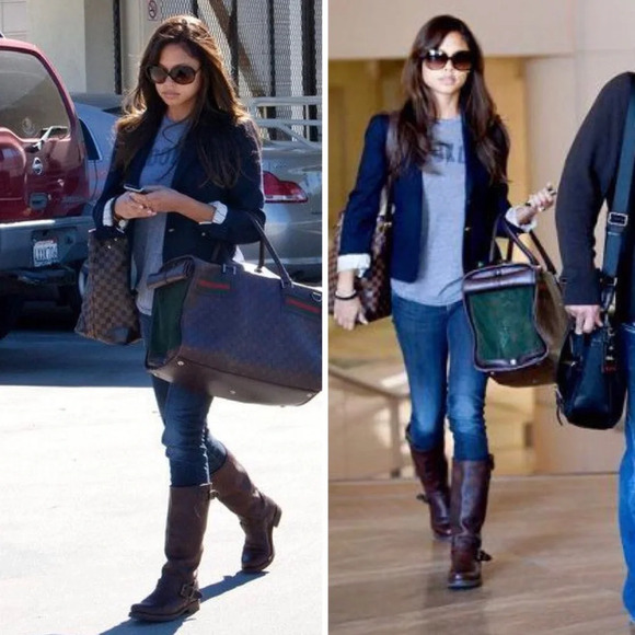 $399 Frye Veronica Slouch Cognac Brown Soft Leather Engineer Knee/Calf High Boot - Picture 3 of 6